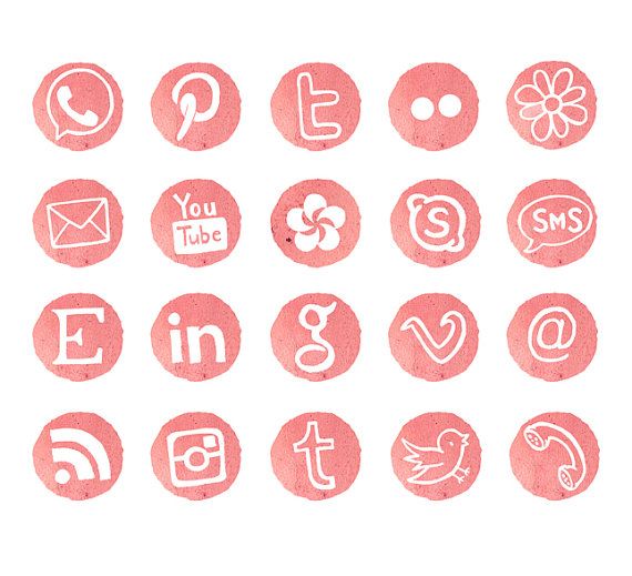 570x519 Social Media Icons Blog Buttons Watercolor