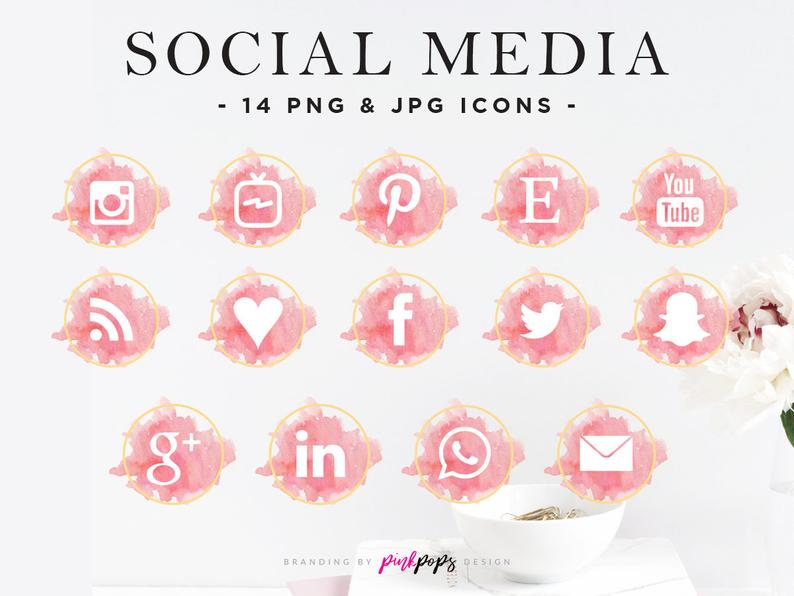 794x596 Blush Pink Gold Social Media Icons Blush Gold Social Etsy