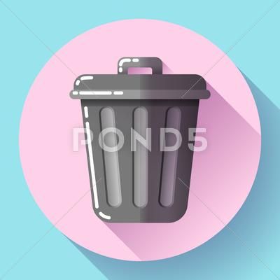 400x400 Trash Can Icon Recycle Bin Garbage Flat Vector Illustration Stock