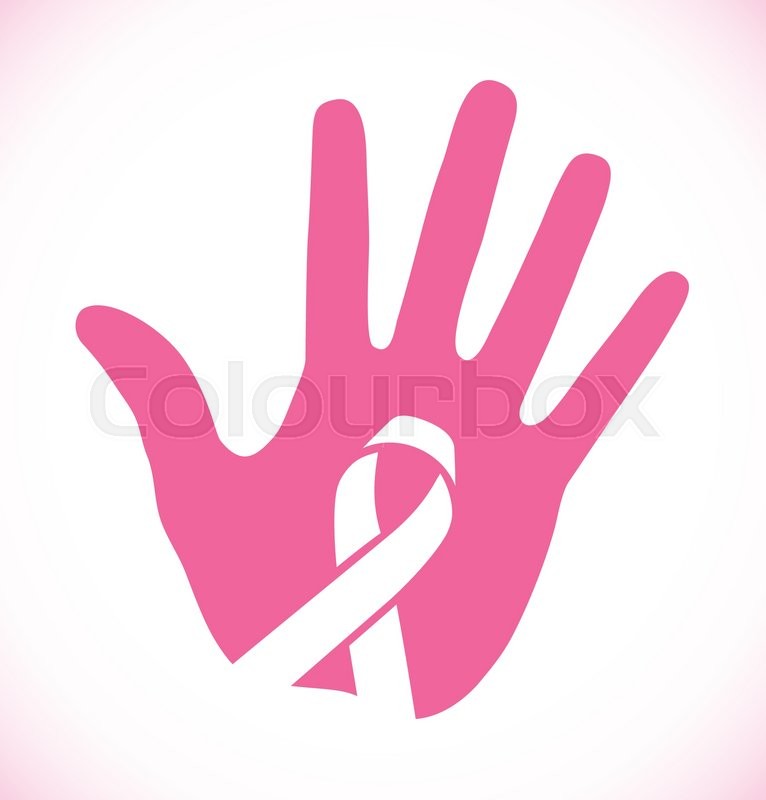 766x800 Caring Pink Hand Print And Pink Ribbon Stock Vector Colourbox
