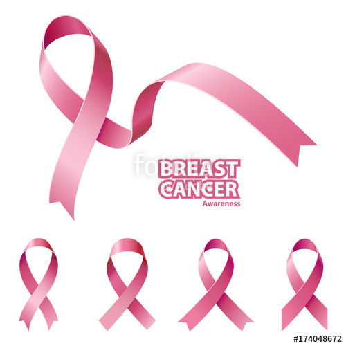500x500 Icon Pink Ribbon, Breast Cancer Awareness Symbol, Isolated