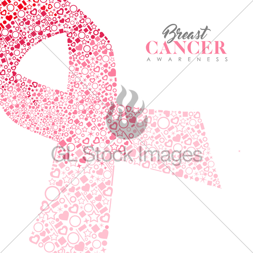 500x500 Breast Cancer Care Card Of Pink Ribbon Icon Shape Gl Stock Images