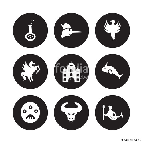 500x500 Vector Icon Set Potion, Pinocchio, Monster, Narwhal, Palace