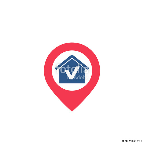 500x500 House And Pinpoint Icon Stock Image And Royalty Free Vector