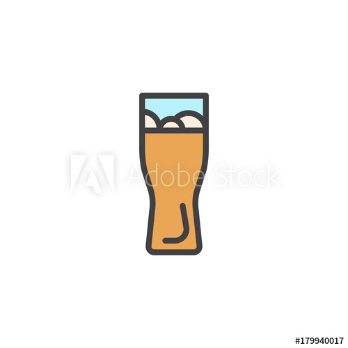 500x500 Beer Glass Filled Outline Icon, Line Vector Sign, Linear Colorful