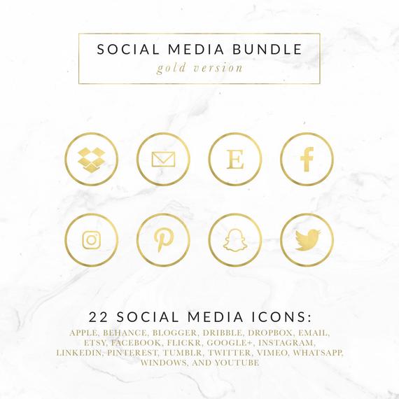 570x570 Gold Foil Social Media Icons Social Media Buttons Gold Social