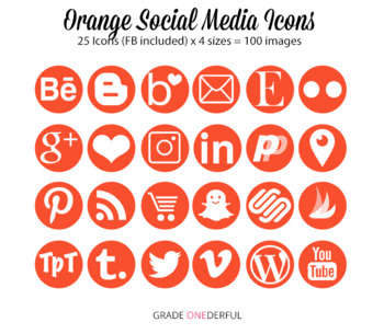 350x305 Social Media Icons Round, Orange, Instagram, Snapchat