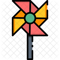 256x256 Pinwheel Icon Of Colored Outline Style