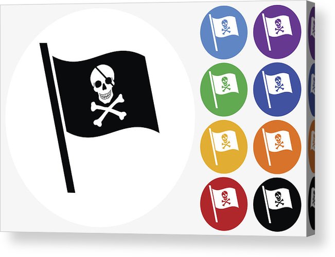 651x501 Pirate Flag Icon On Flat Color Circle Buttons Acrylic Print