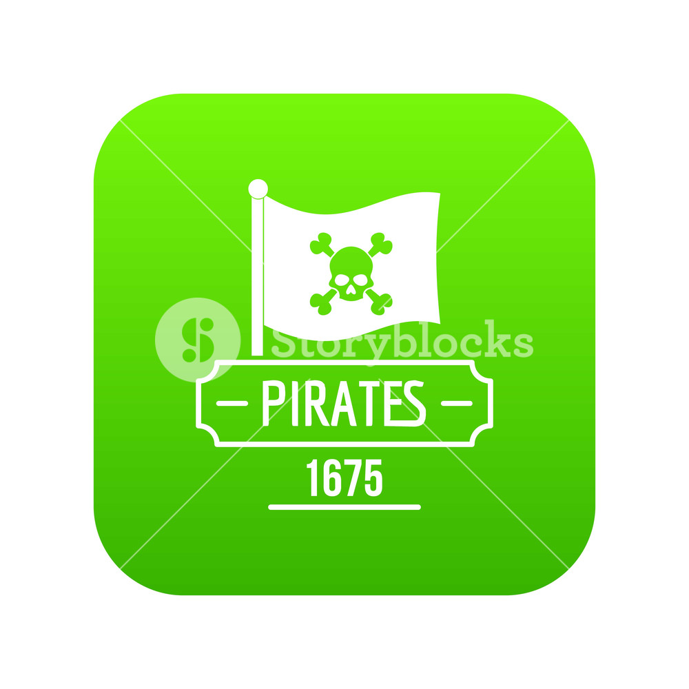 1000x1000 Pirate Flag Icon Green Vector Isolated On White Background Royalty
