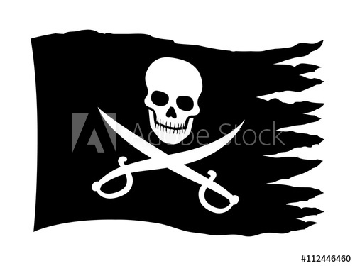 500x375 Pirate Flag Or Banner With Skull And Crossed Swords Flat Icon