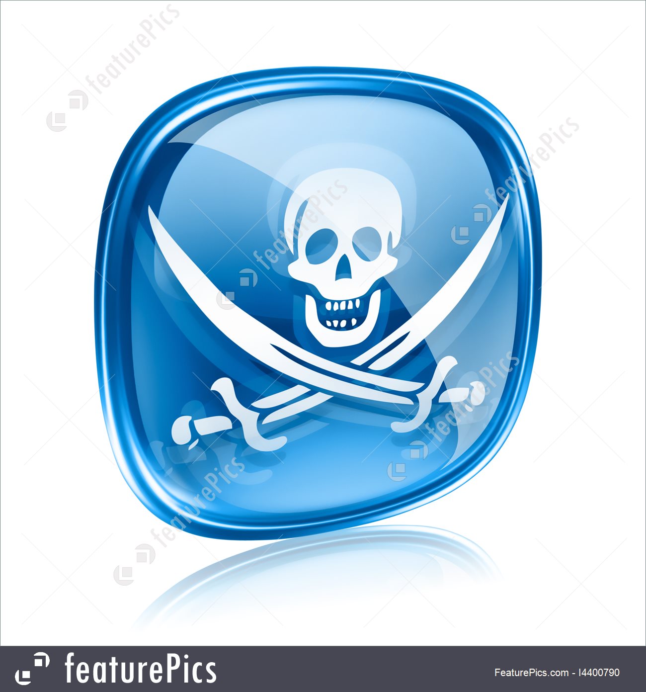 1300x1392 Pirate Icon Blue Glass, Isolated On White Background