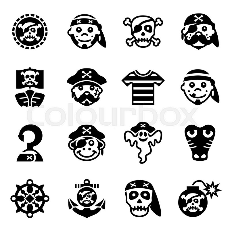 800x800 Vector Pirate Icon Set On White Stock Vector Colourbox