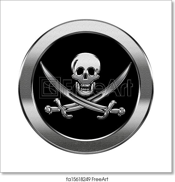 561x581 Free Art Print Of Pirate Icon Silver, Isolated On White Background