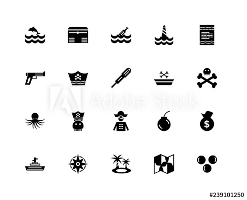 500x405 Icons Related To Cannon, Treasure Map, Island, Compass, Ship