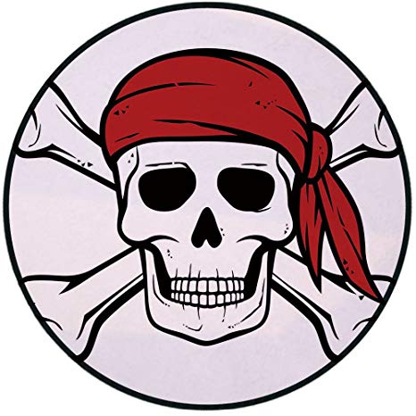 466x466 Printing Round Rug, Pirate, Dead Pirate Skull