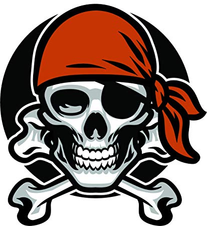 413x450 Simple Classic Pirate Skull Captain Cartoon Icon Vinyl