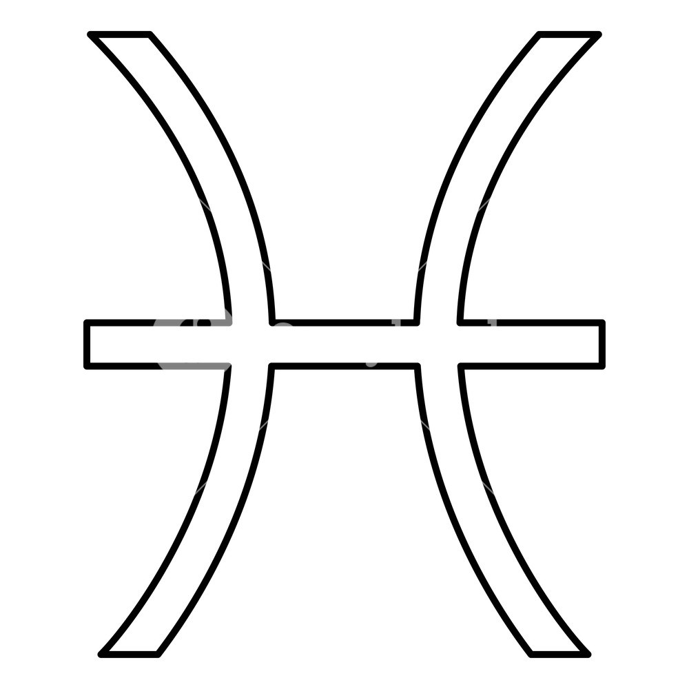 1000x1000 Pisces Symbol Zodiac Icon Black Color Vector Illustration Flat