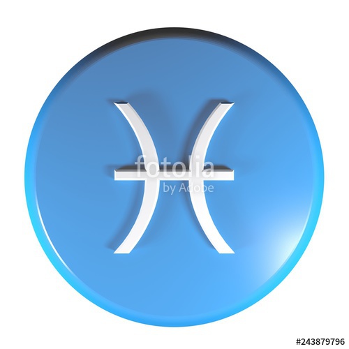 500x500 Zodiac Pisces Icon Blue Circle Push Button