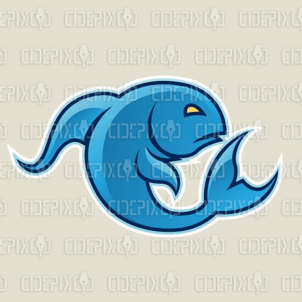 590x590 Blue Curvy Fish Or Pisces Icon Vector Illustration Cidepix