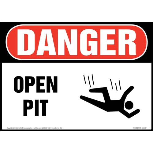 Danger Open Pit Sign With Icon 500x500 Danger Open Pit Sign With Icon