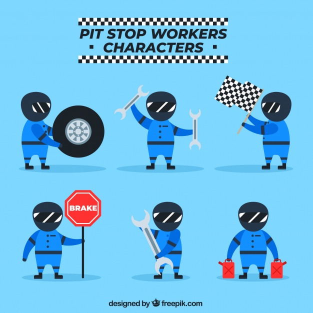 626x626 Pit Stop Workers Characters Vector Free Download