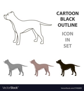 296x320 Pitbull Icon In Cartoon Style For Web Royalty Free Vector Outline