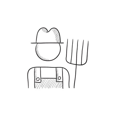450x450 Vector Hand Drawn Pitchfork Outline Doodle Icon Pitchfork Sketch