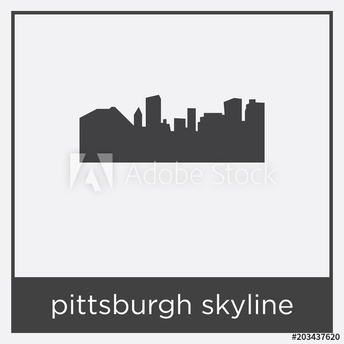 500x500 Pittsburgh Skyline Icon Isolated On White Background