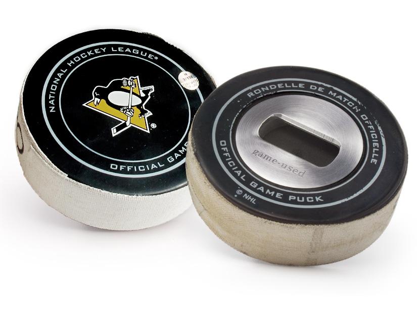 825x625 Pittsburgh Penguins Game Used Puck Bottle Opener Tokens Icons