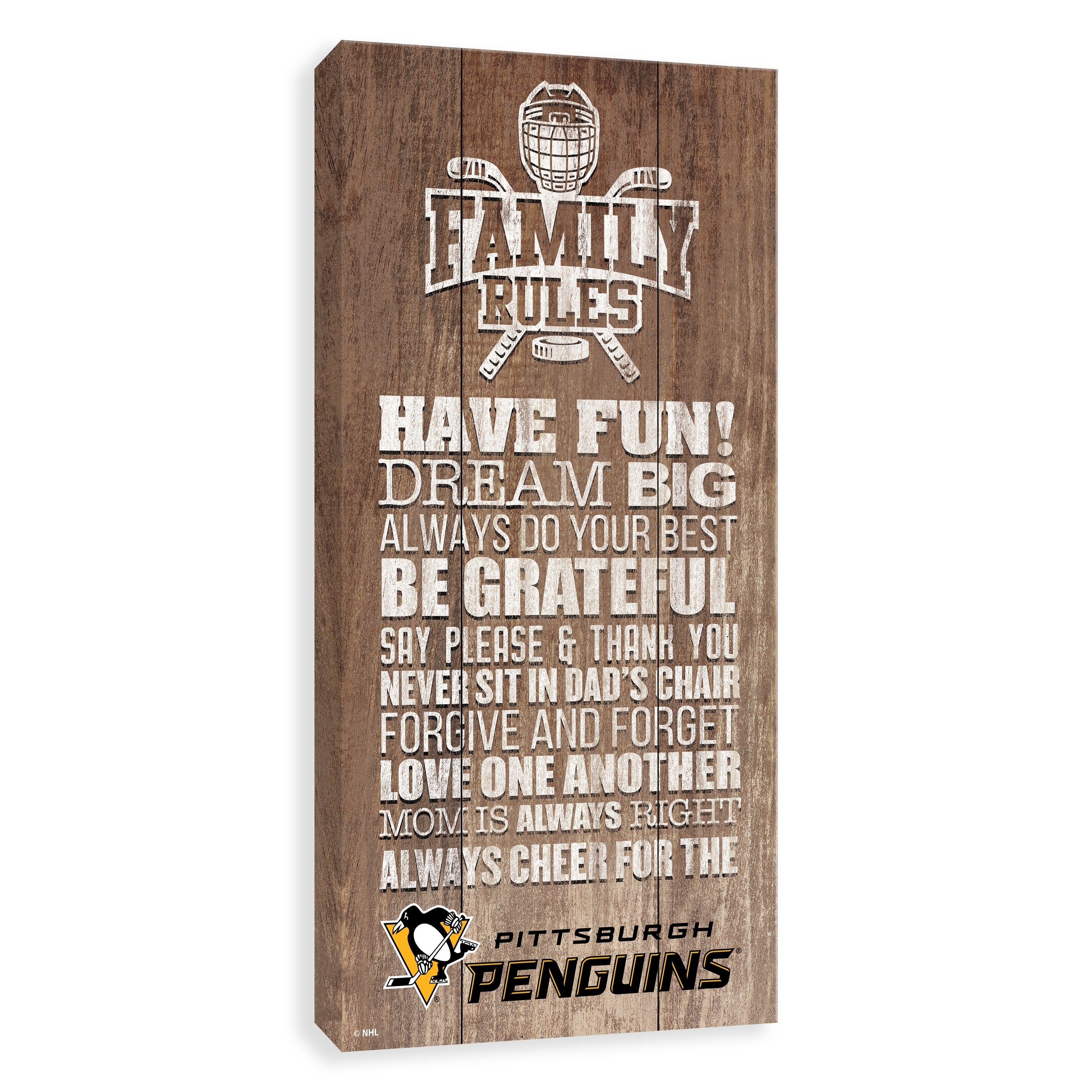 3000x3000 Shop Pittsburgh Penguins Family Rules Icon Wood Printed Canvas