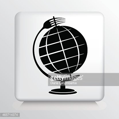 415x415 Square Icon With Globe And Fork Bent As Pivot Axle Premium Clipart