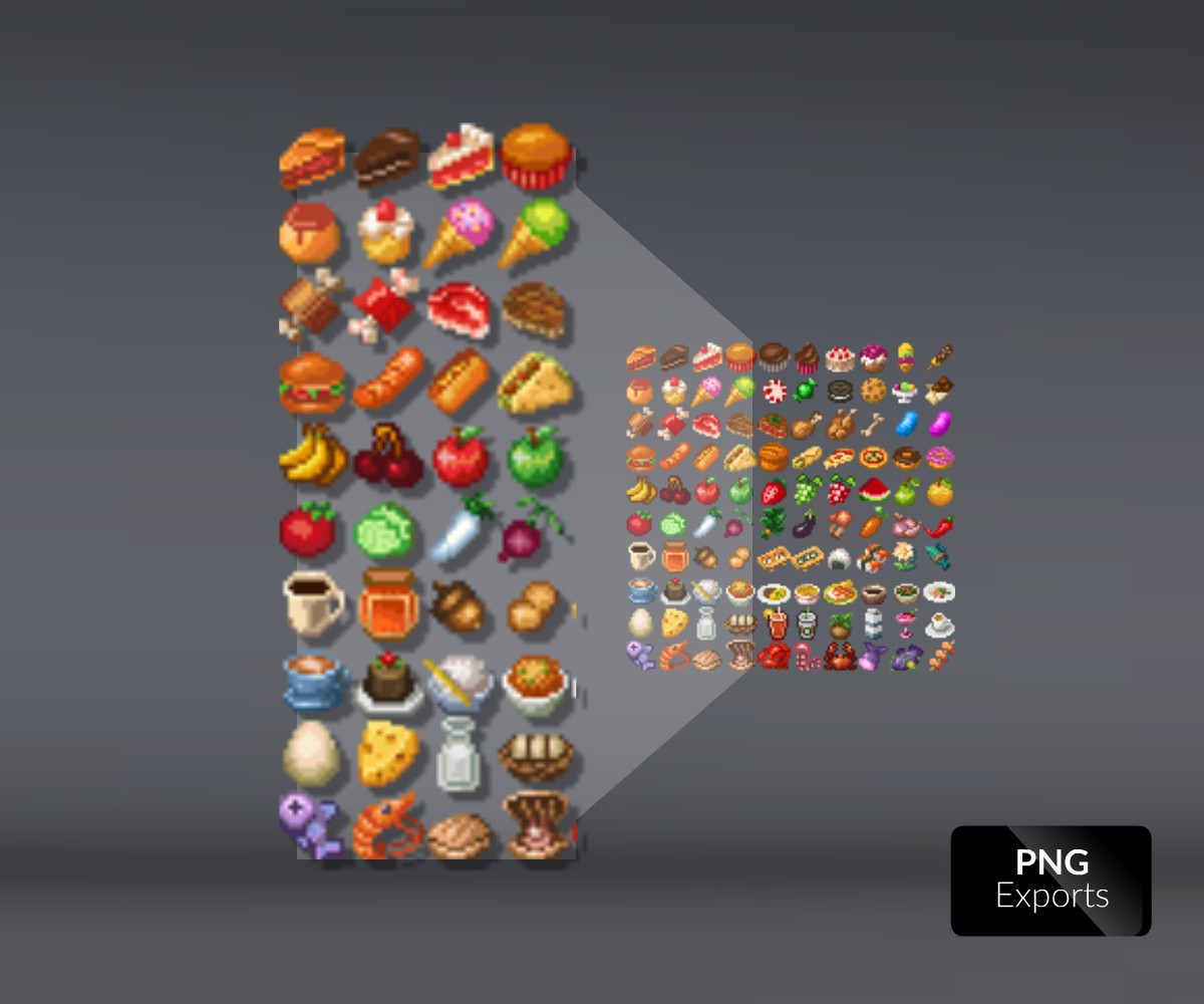 1200x1000 Pixel Art Food Icons Set Game Art Partners