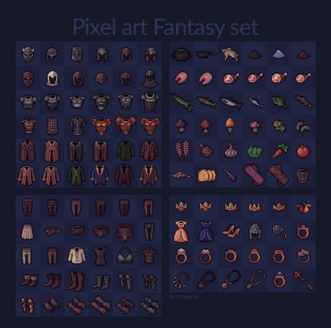 680x675 Create Pixel Art Icon Inventory Equipment Sets