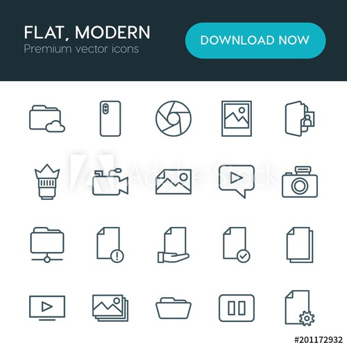 Modern Simple Set Of Folder, Video, Photos, Vector Outline 500x500 Modern Simple Set Of Folder, Video, Photos, Vector Outline