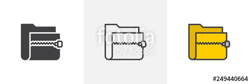 Zip Folder Icon Line, Glyph And Filled Outline Colorful Version 500x167 Zip Folder Icon Line, Glyph And Filled Outline Colorful Version