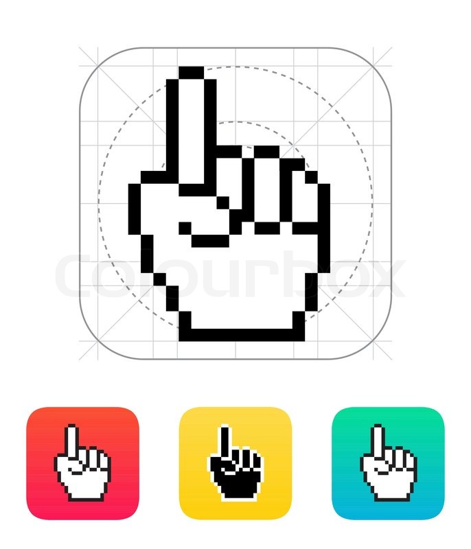 686x800 One Finger Pixel Hand Cursor Icon Stock Vector Colourbox