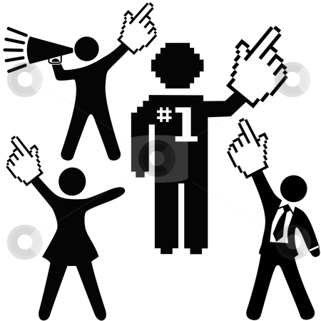 450x450 People Celebrate Number Success With Pixel Cursor Hand Icon