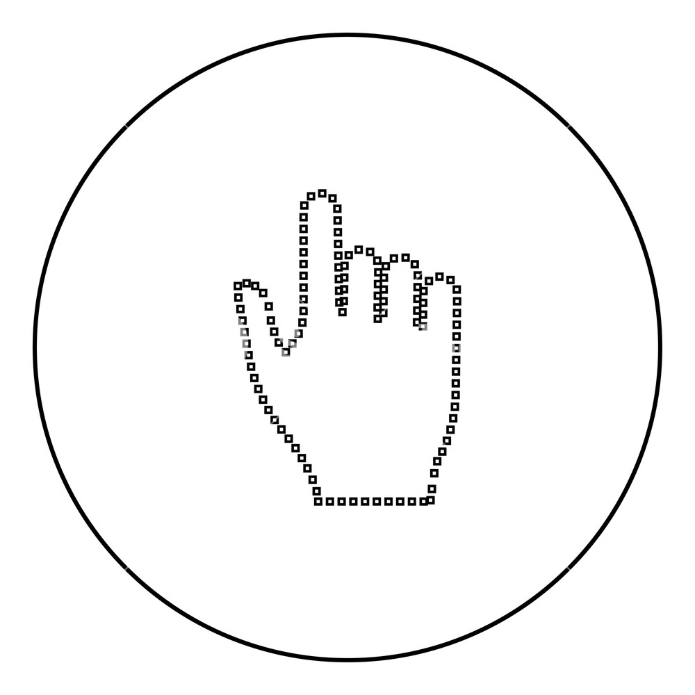 1000x1000 Pixel Hand Black Icon In Circle Outline Vector Illustration Image