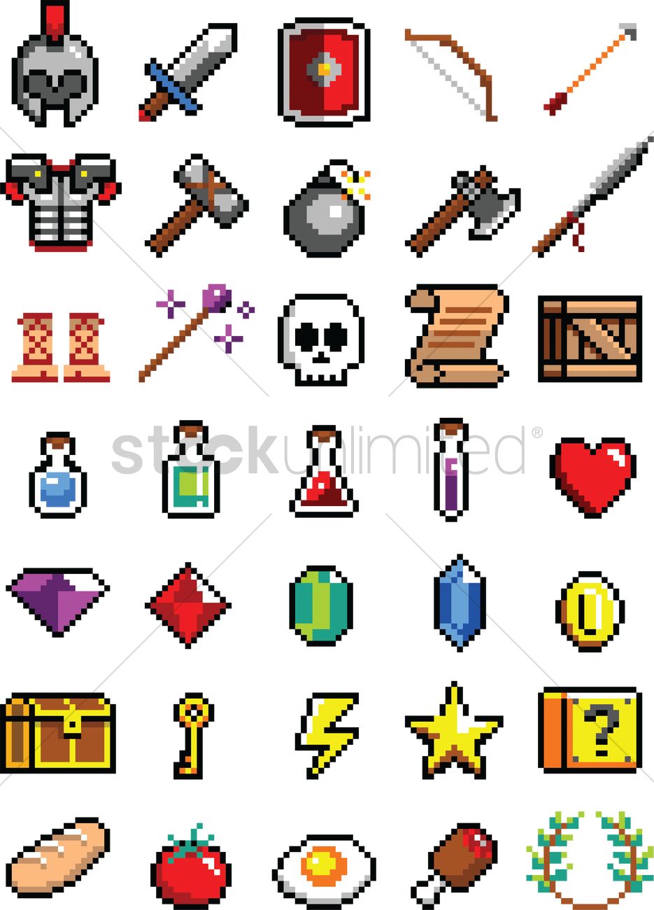 Set Of Pixel Art Gaming Character Icons Vector Image 935x1300 Set Of Pixel Art Gaming Character Icons Vector Image