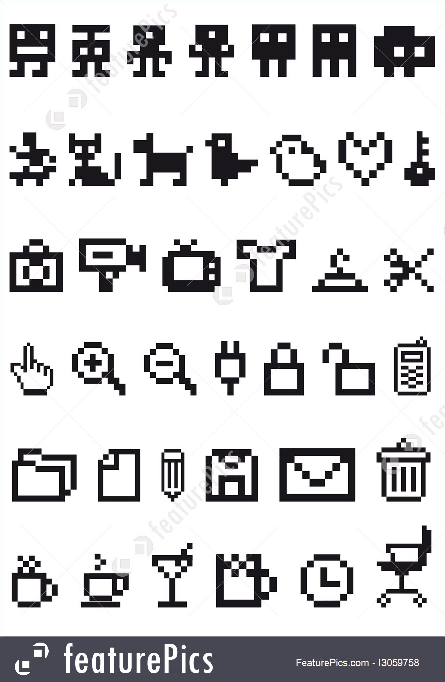Templates Pixel Icons, Vector 909x1392 Templates Pixel Icons, Vector