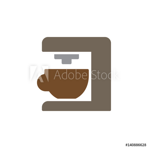 500x500 Coffee Machine, Maker Icon Vector, Filled Flat Sign, Solid