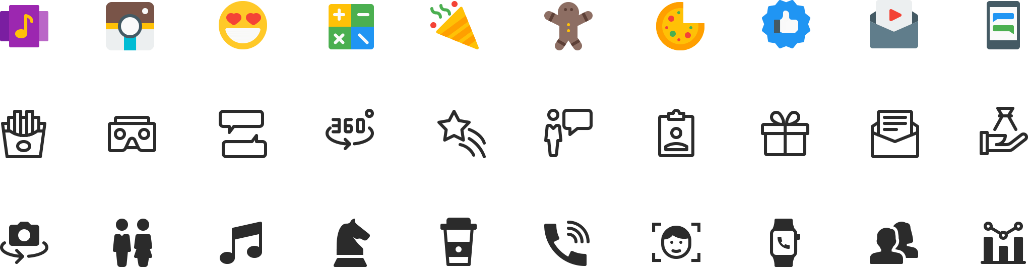 2040x530 Home Pixel Icons Collection For Websites Apps