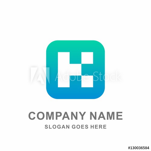 500x500 Monogram Letter H Geometric Square Pixel Startup Mobile Phone Icon