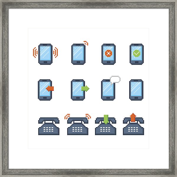 600x600 Phone Icon Set Pixel Art Old School Computer Graphic Style