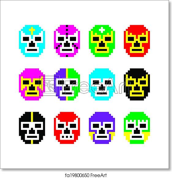 561x581 Free Art Print Of Lucha Libre Luchador Pixelated Icon Vector