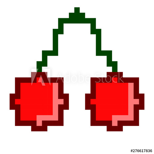 500x500 Isolated Cherries Pixelated Icon On A White Background