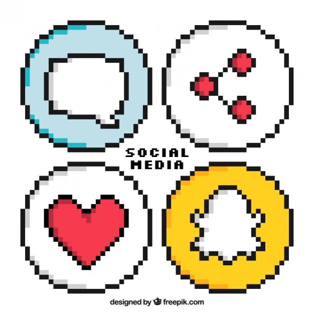 626x626 Set Of Social Media Pixelated Icons Vector Free Download