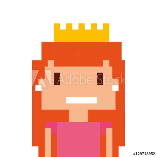 500x500 Pricess Girl Pixelated Icon Vector Illustration Design
