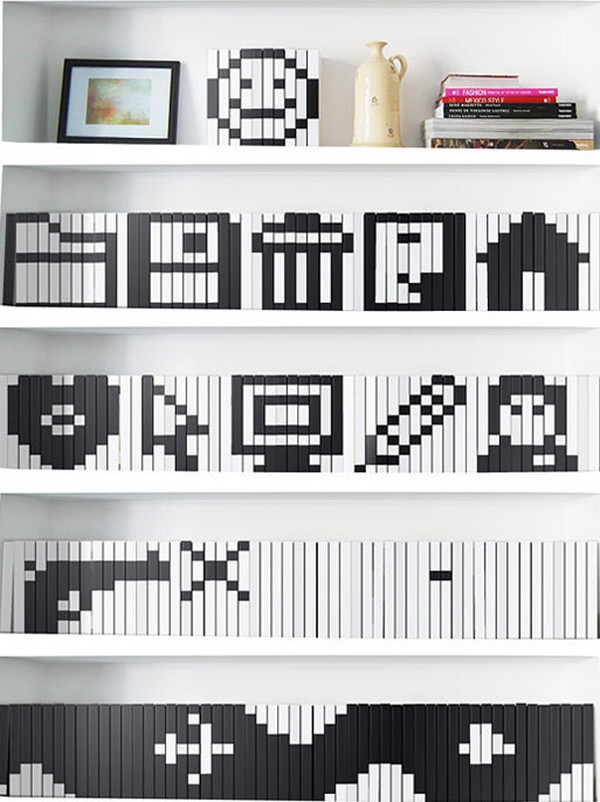 600x802 Book Shelves Turned Into Pixelated Icons